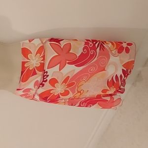 Suzy Shier, Mid-Length Floral Print Sheer Skirt w White Slip